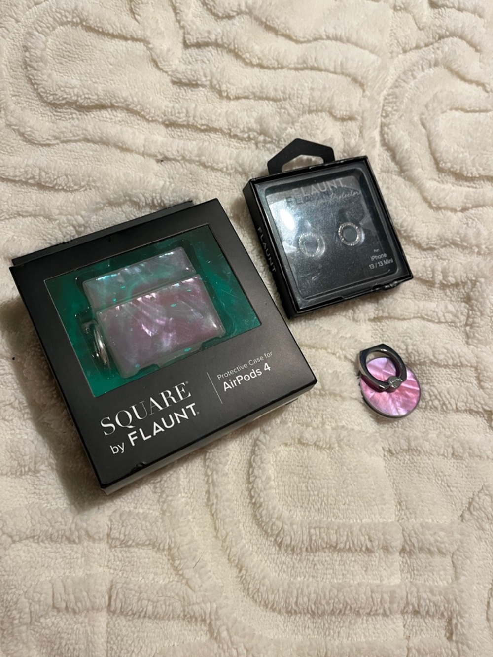 Square by Flaunt Iridescent Pink AirPods 4 Protective Case + Ring Holder